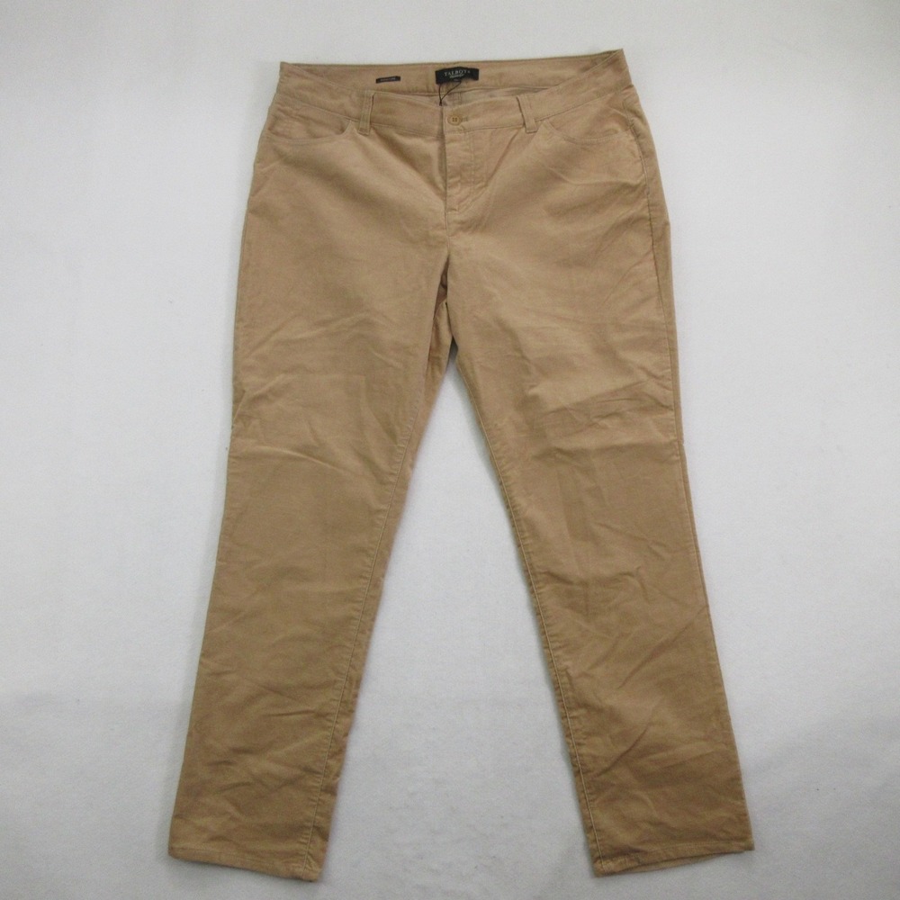 Talbots Women's Corduroy Pants Size 16 Signature Straight Leg Tan Beige New